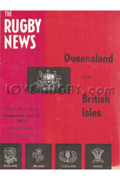 1971 Queensland Reds v British Isles  Rugby Programme
